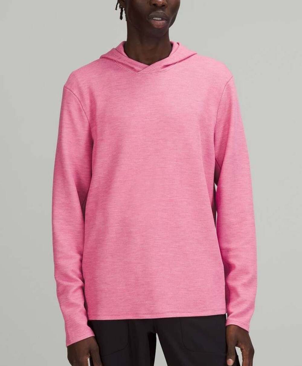 Lululemon Mens Shift Stitch Waffle Knit Hoodie XL Pink Casual Athleisure Lounge